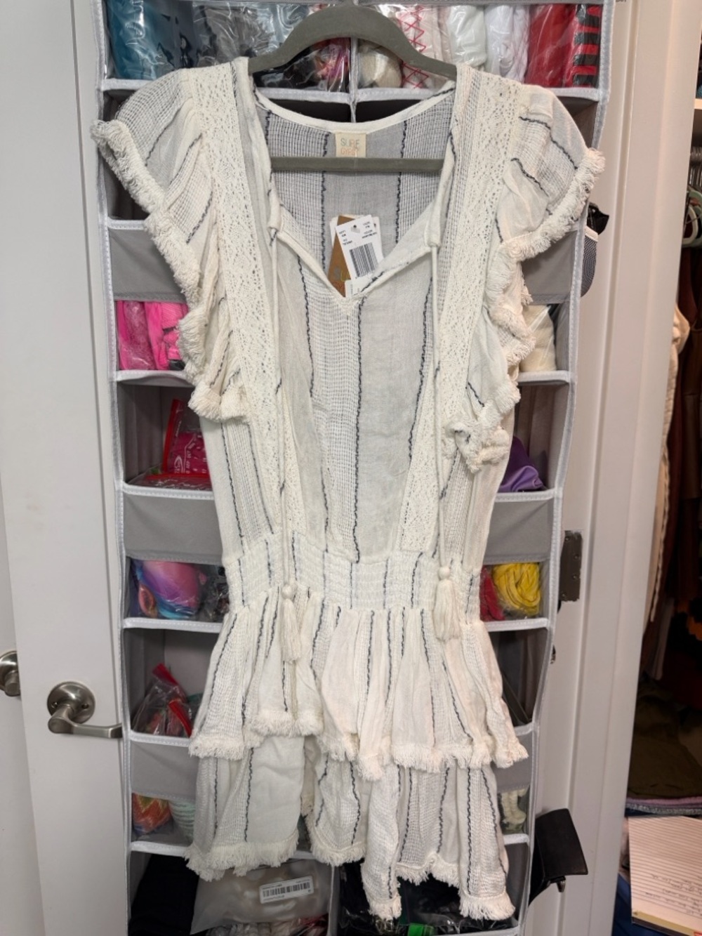 NWT SURF GYPSY gauze Ivory Ruffle dress